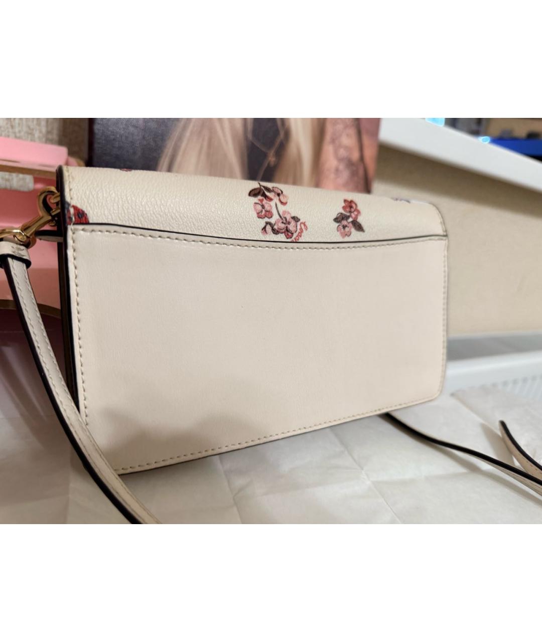 COACH Бежевая кожаная сумка через плечо, фото 5