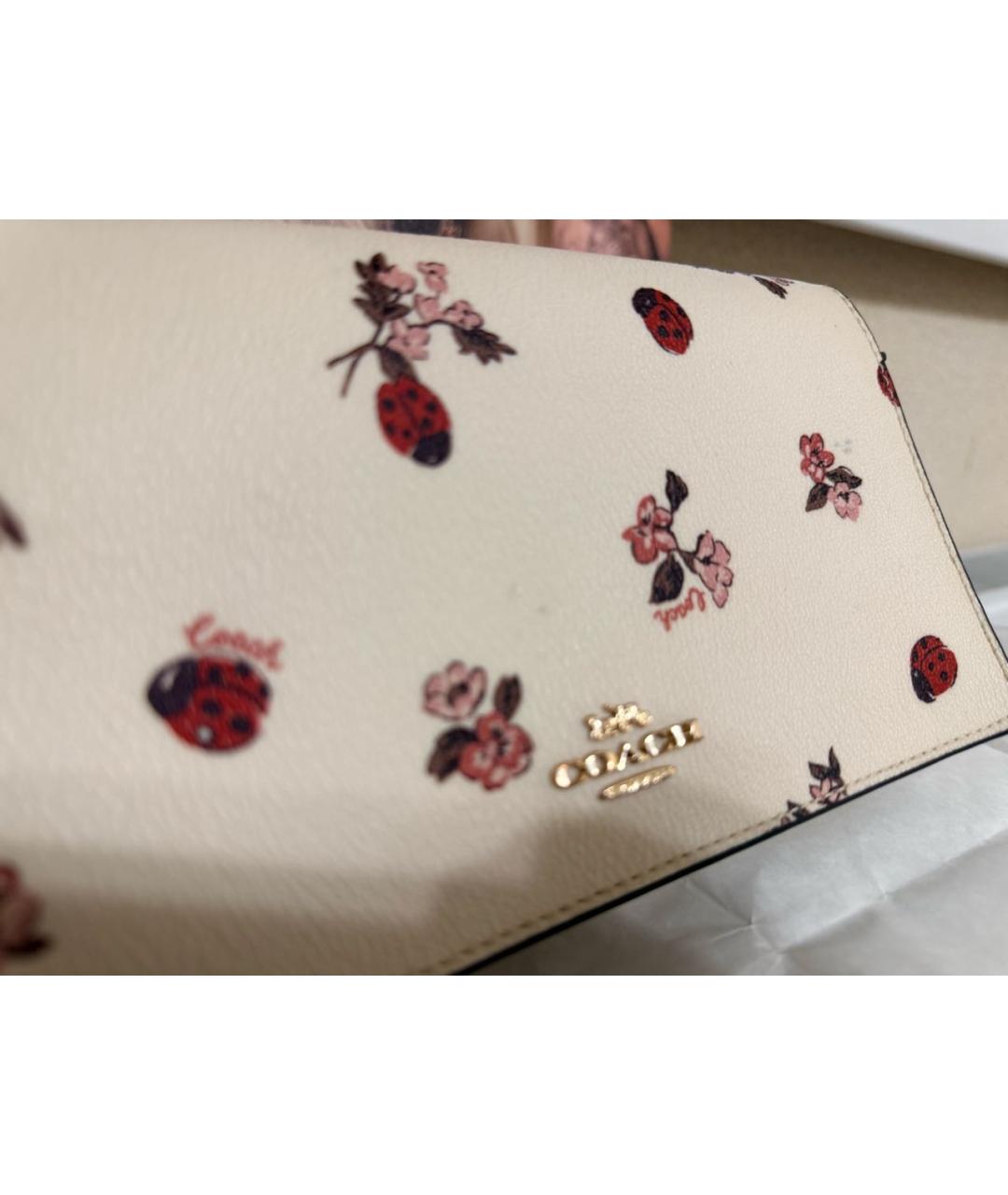 COACH Бежевая кожаная сумка через плечо, фото 3