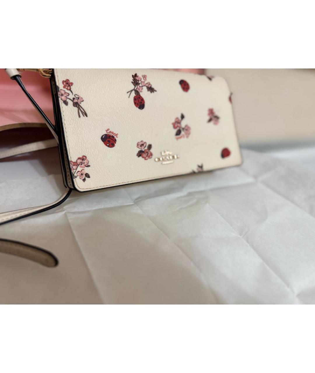 COACH Бежевая кожаная сумка через плечо, фото 2