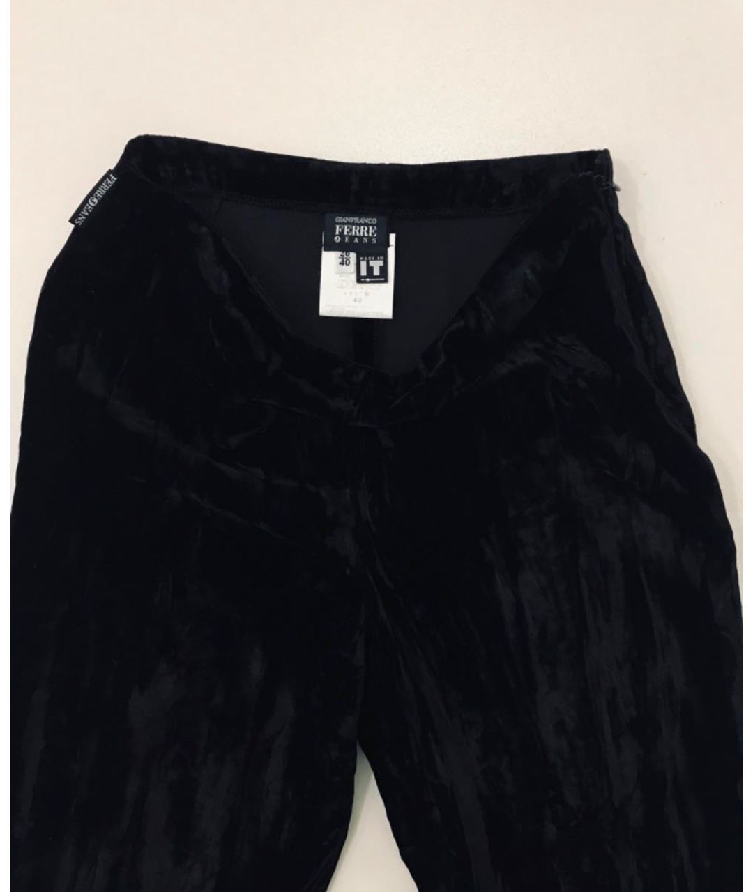 GIANFRANCO FERRE Черные вискозные прямые брюки, фото 3