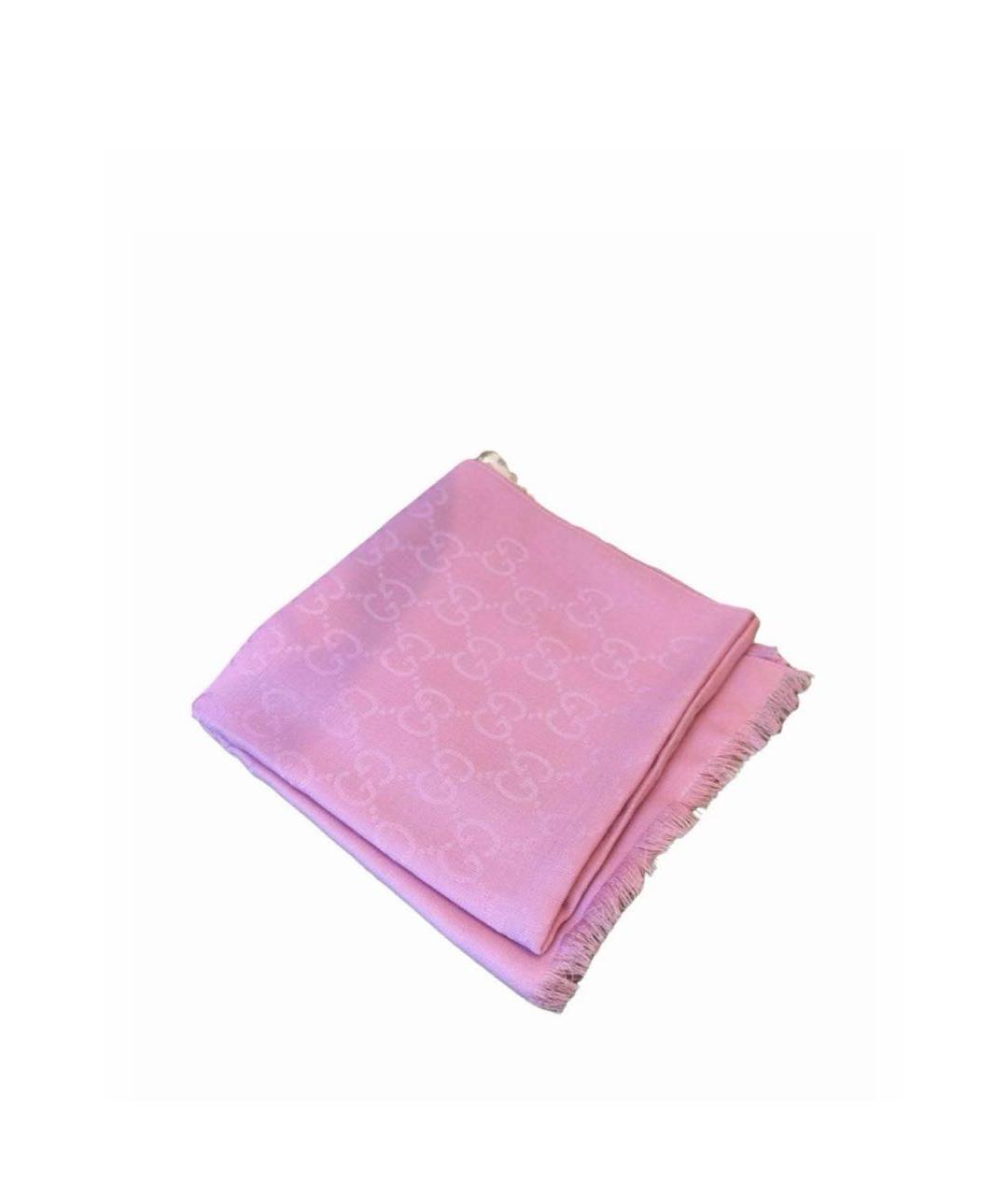 GUCCI Розовый шерстяной шарф, фото 8
