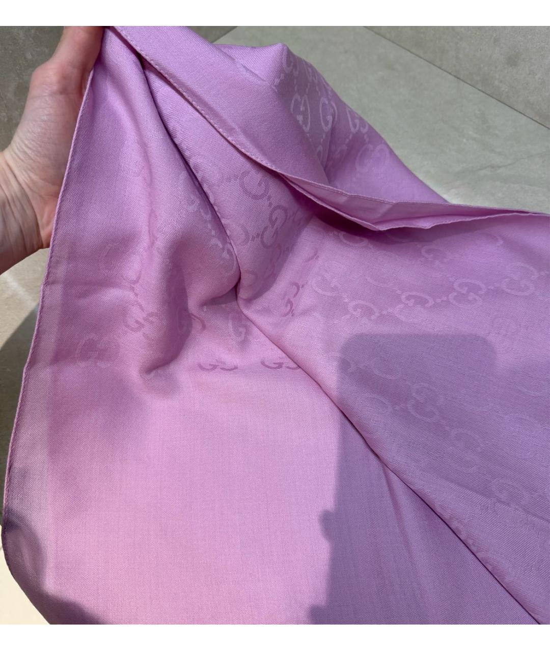 GUCCI Розовый шерстяной шарф, фото 5