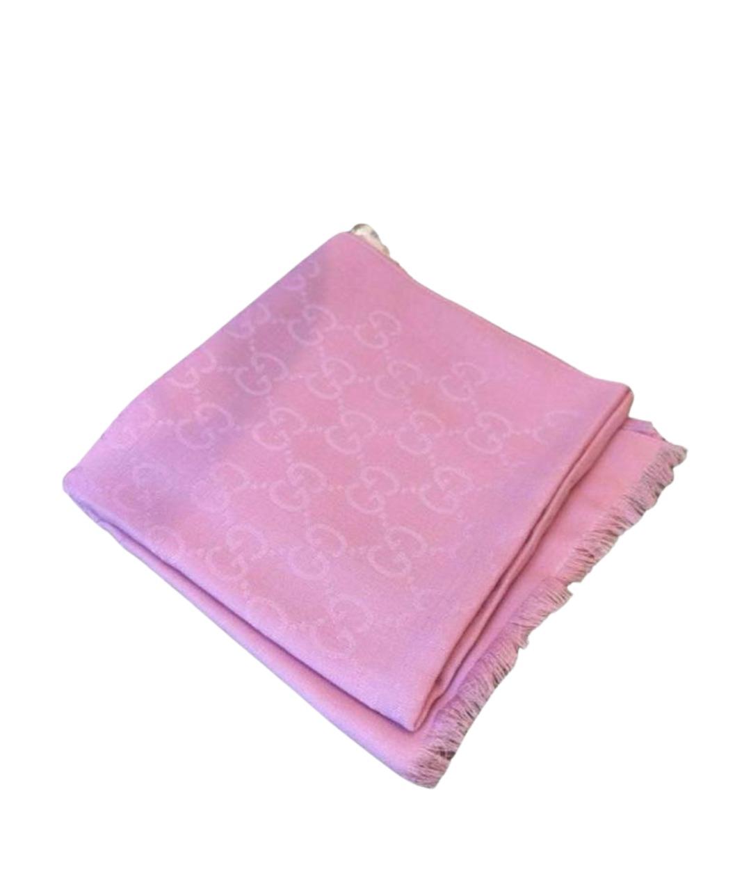 GUCCI Розовый шерстяной шарф, фото 1