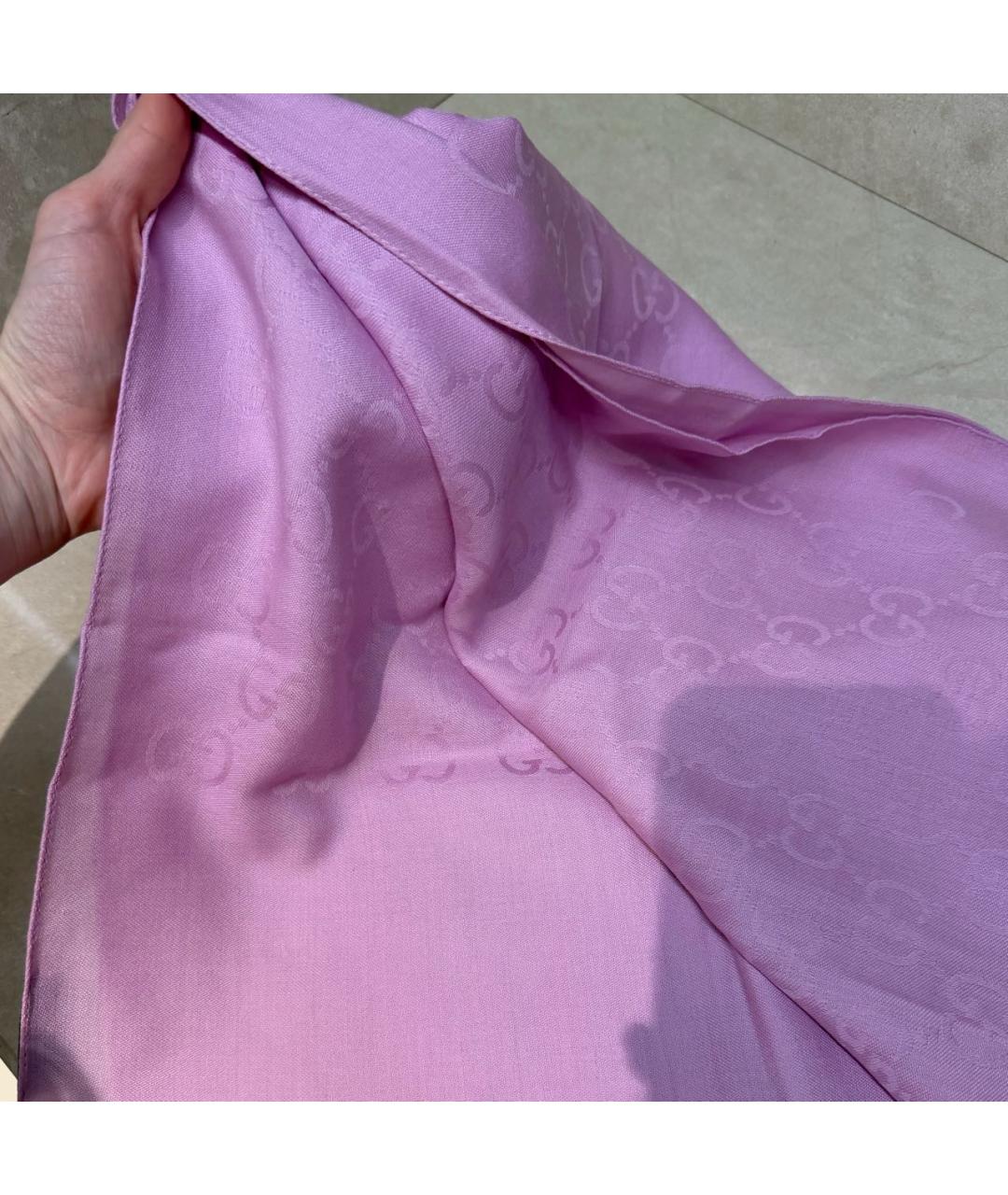 GUCCI Розовый шерстяной шарф, фото 4