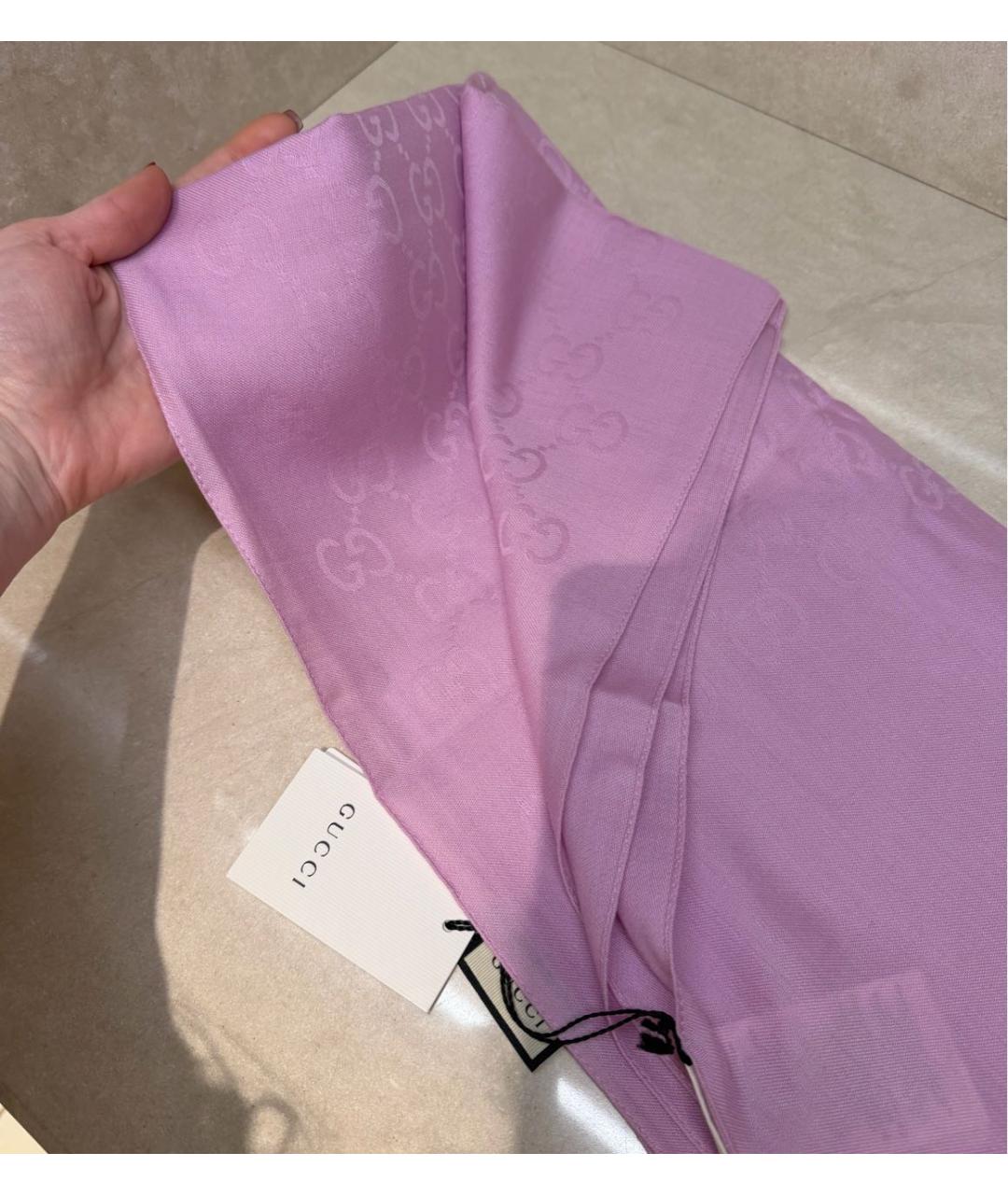 GUCCI Розовый шерстяной шарф, фото 6