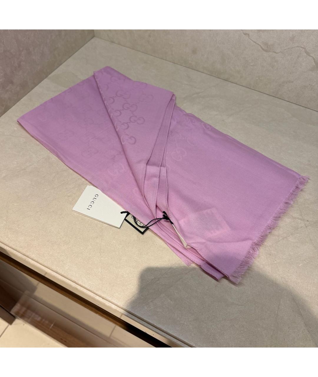 GUCCI Розовый шерстяной шарф, фото 7