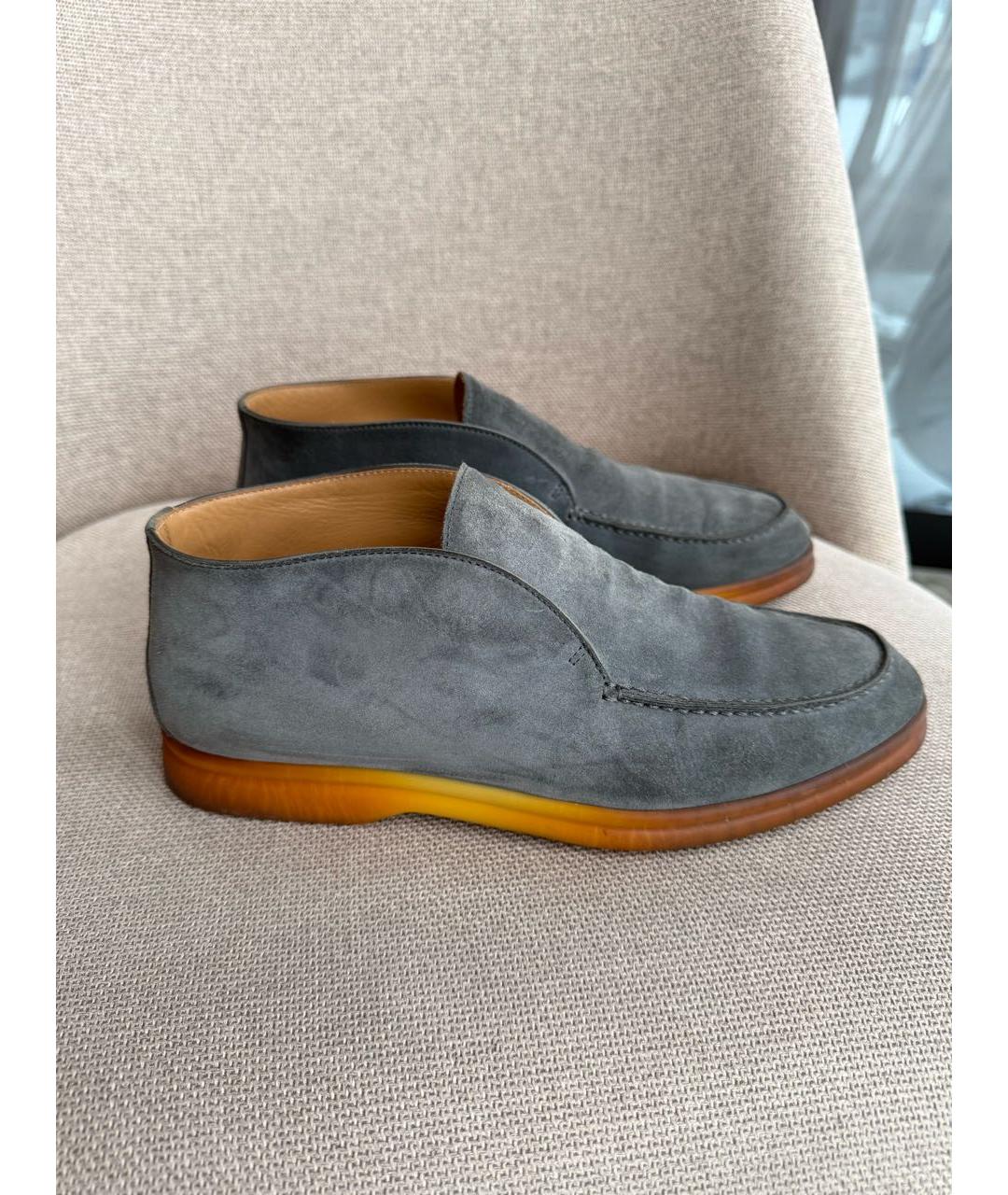 LORO PIANA Голубые кожаные лоферы, фото 6