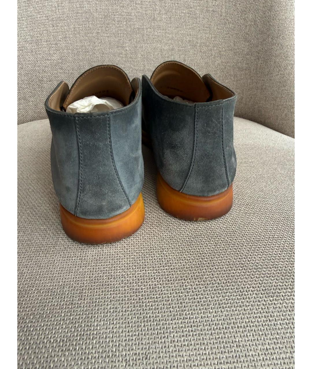 LORO PIANA Голубые кожаные лоферы, фото 3