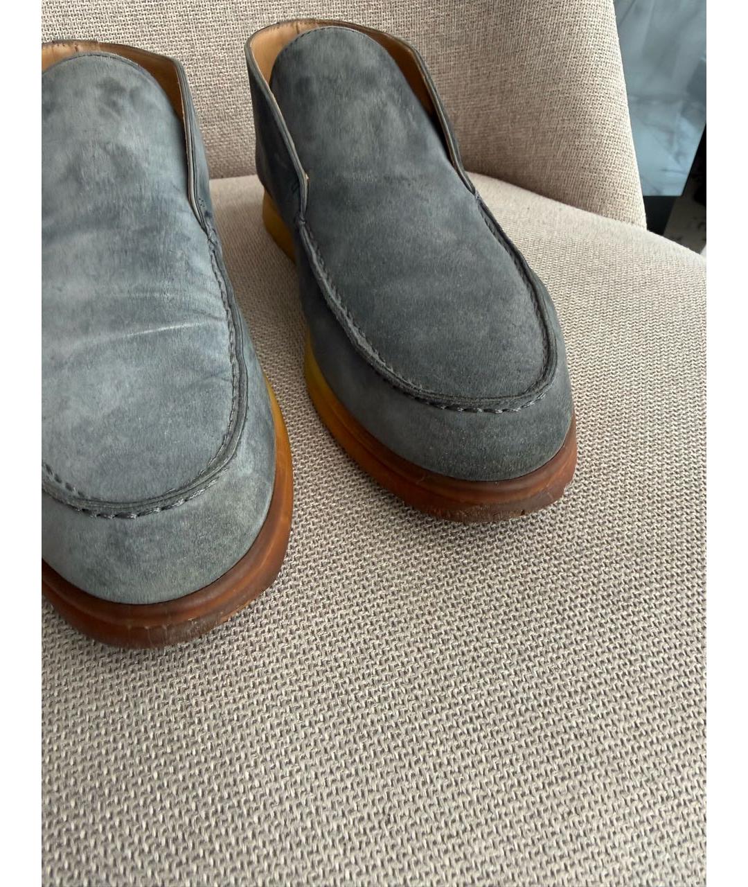 LORO PIANA Голубые кожаные лоферы, фото 2