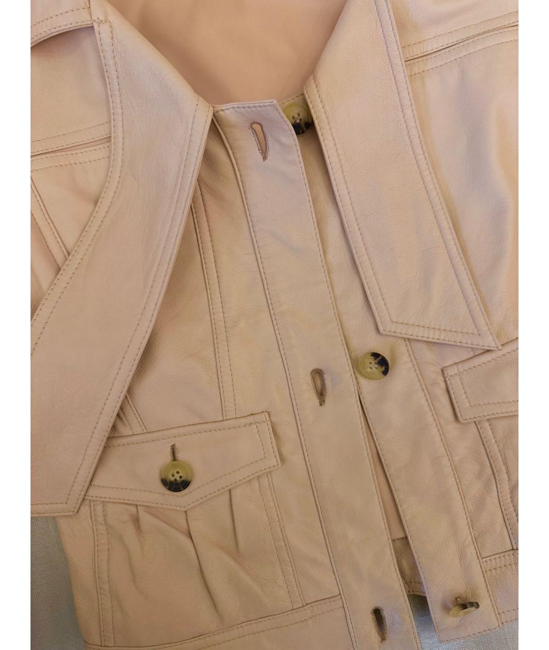 RED VALENTINO Бежевая кожаная куртка, фото 4
