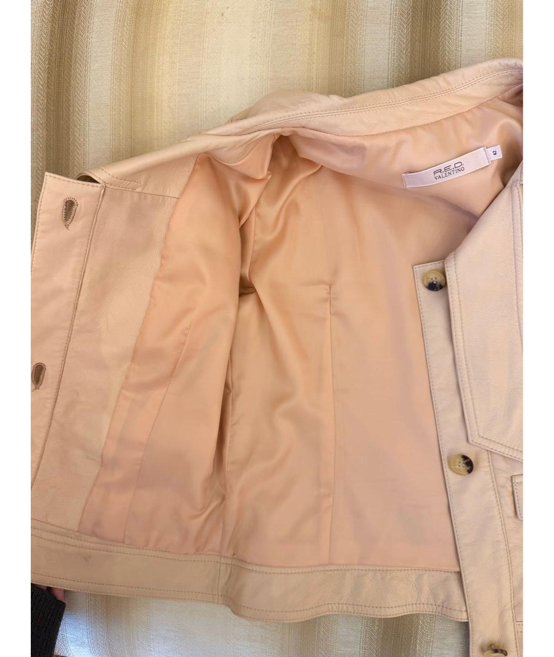 RED VALENTINO Бежевая кожаная куртка, фото 5