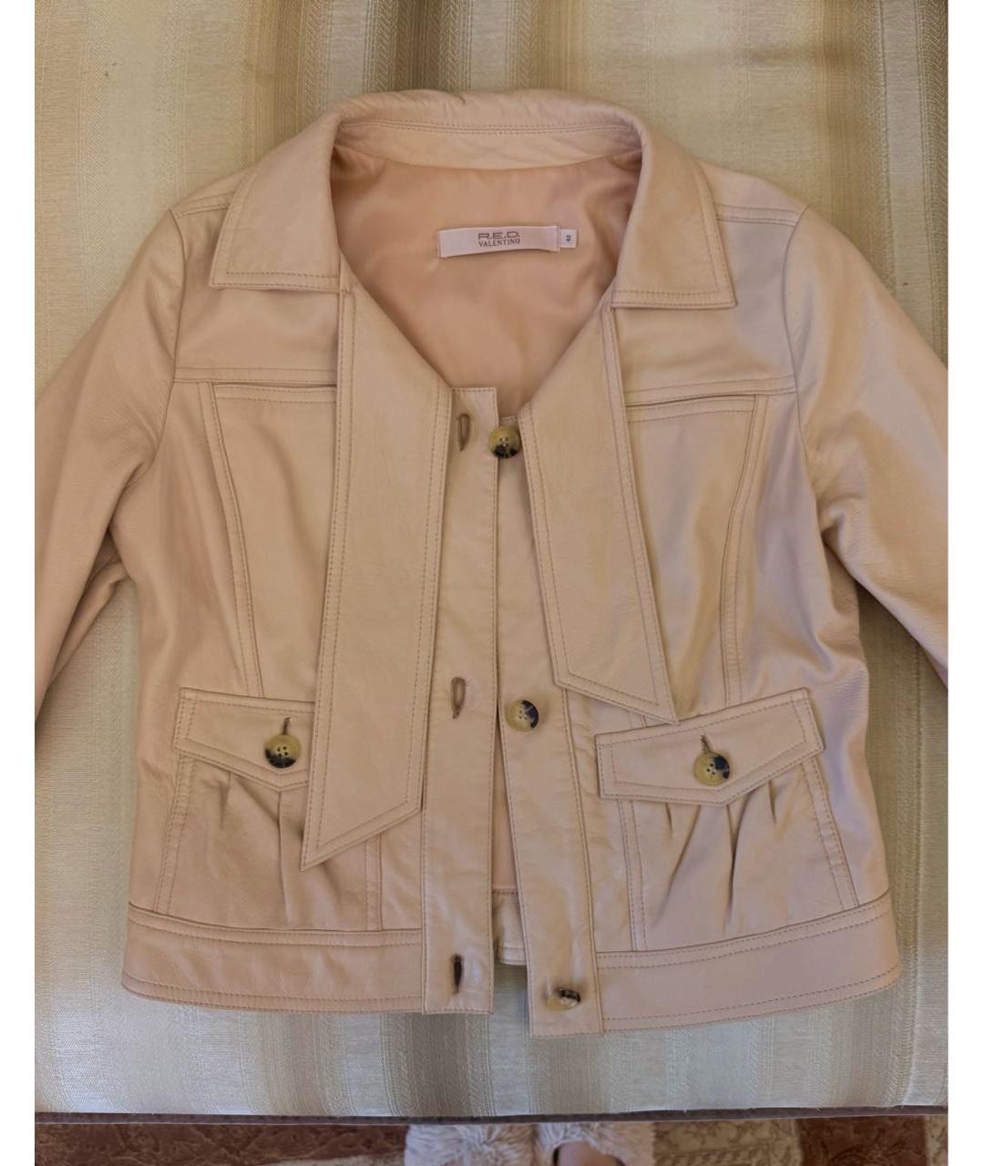 RED VALENTINO Бежевая кожаная куртка, фото 3