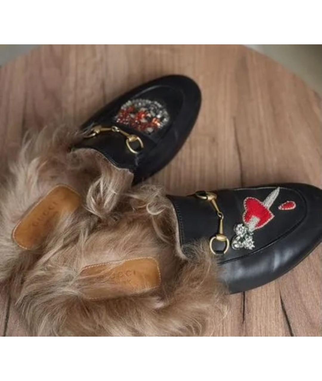 GUCCI Черные кожаные сабо, фото 5