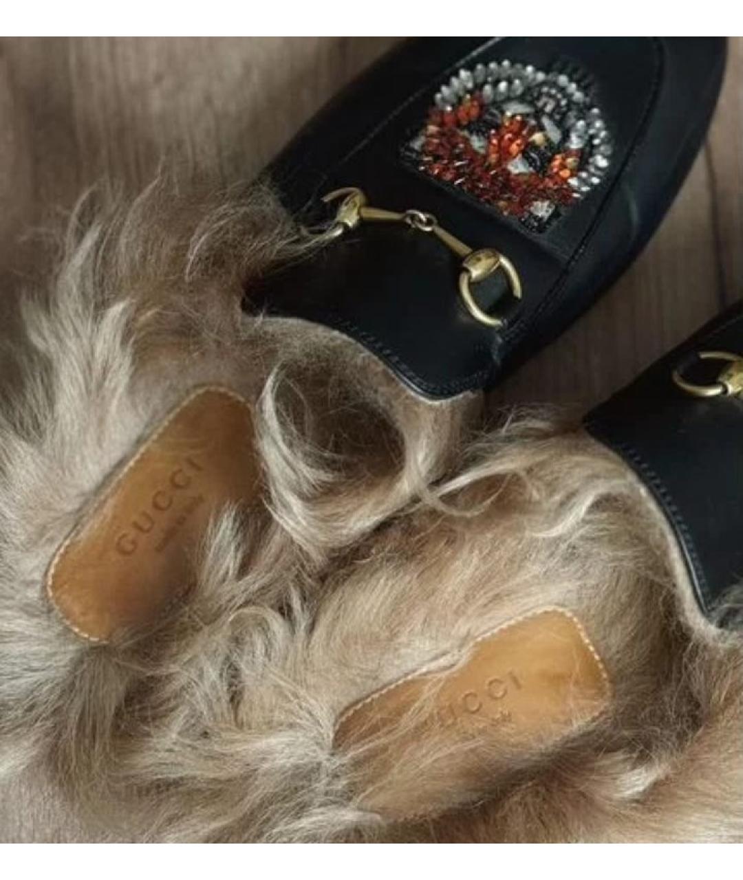 GUCCI Черные кожаные сабо, фото 4