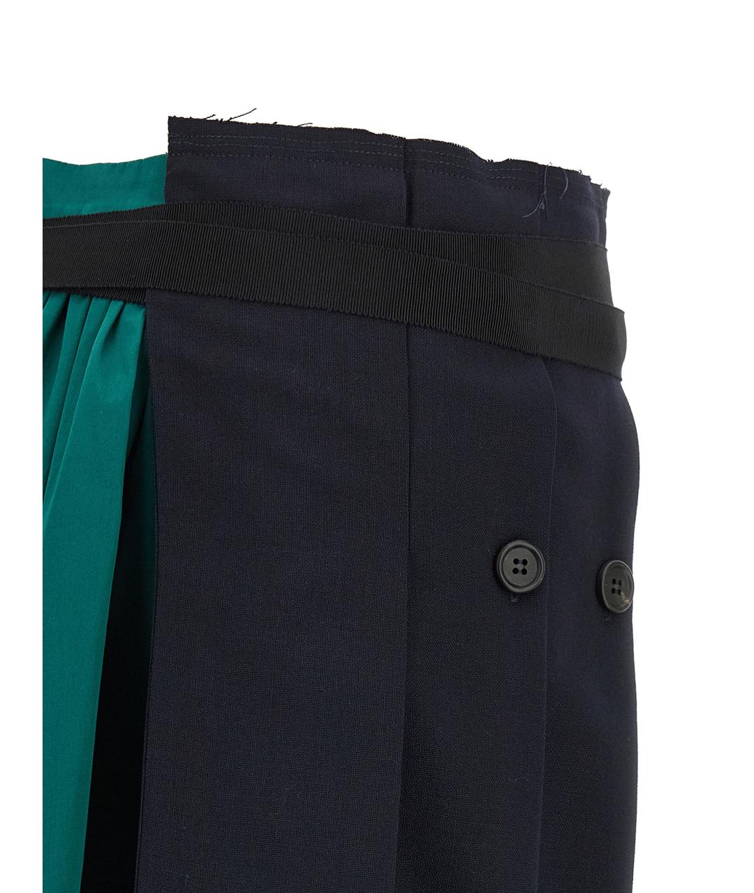 PRADA Темно-синяя шерстяная юбка миди, фото 4