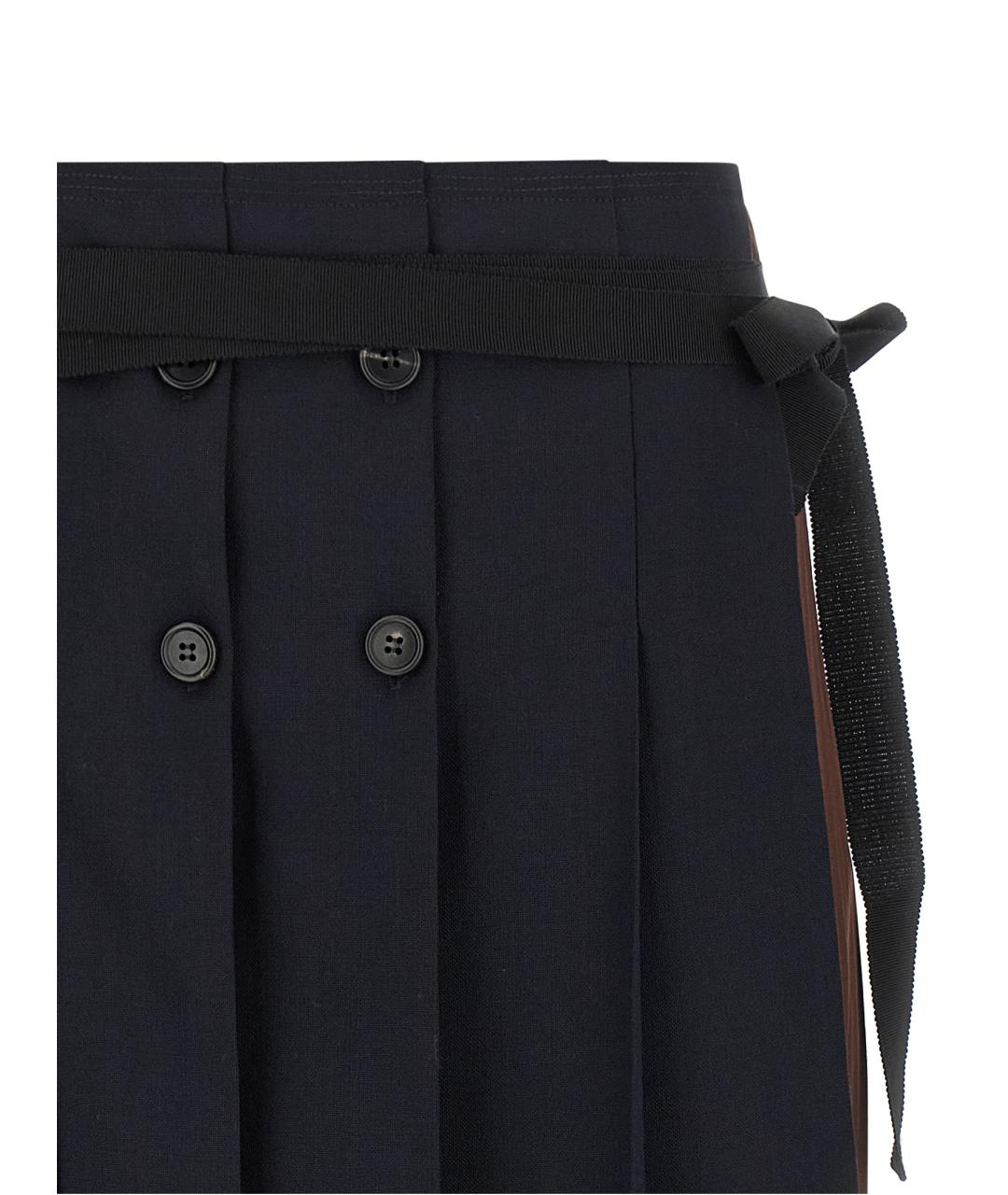 PRADA Темно-синяя шерстяная юбка миди, фото 3