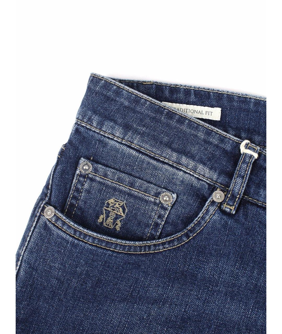 BRUNELLO CUCINELLI Синие хлопко-эластановые джинсы скинни, фото 3