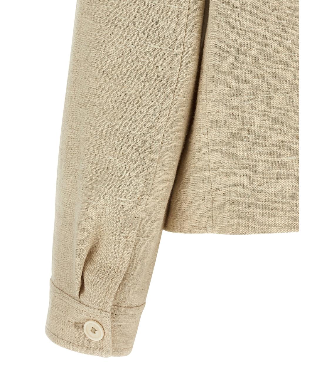 BRUNELLO CUCINELLI Бежевый льняной жакет/пиджак, фото 4