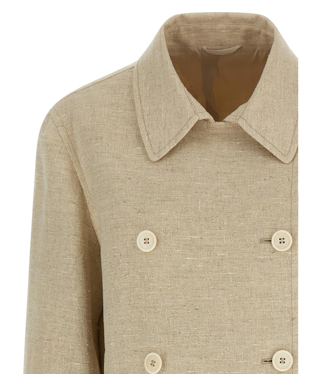 BRUNELLO CUCINELLI Бежевый льняной жакет/пиджак, фото 3