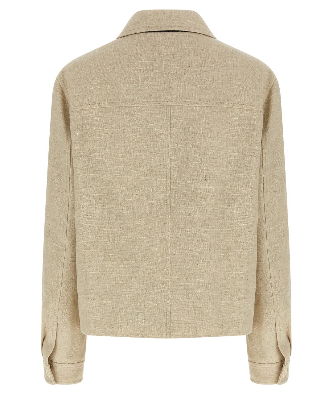 BRUNELLO CUCINELLI Бежевый льняной жакет/пиджак, фото 2