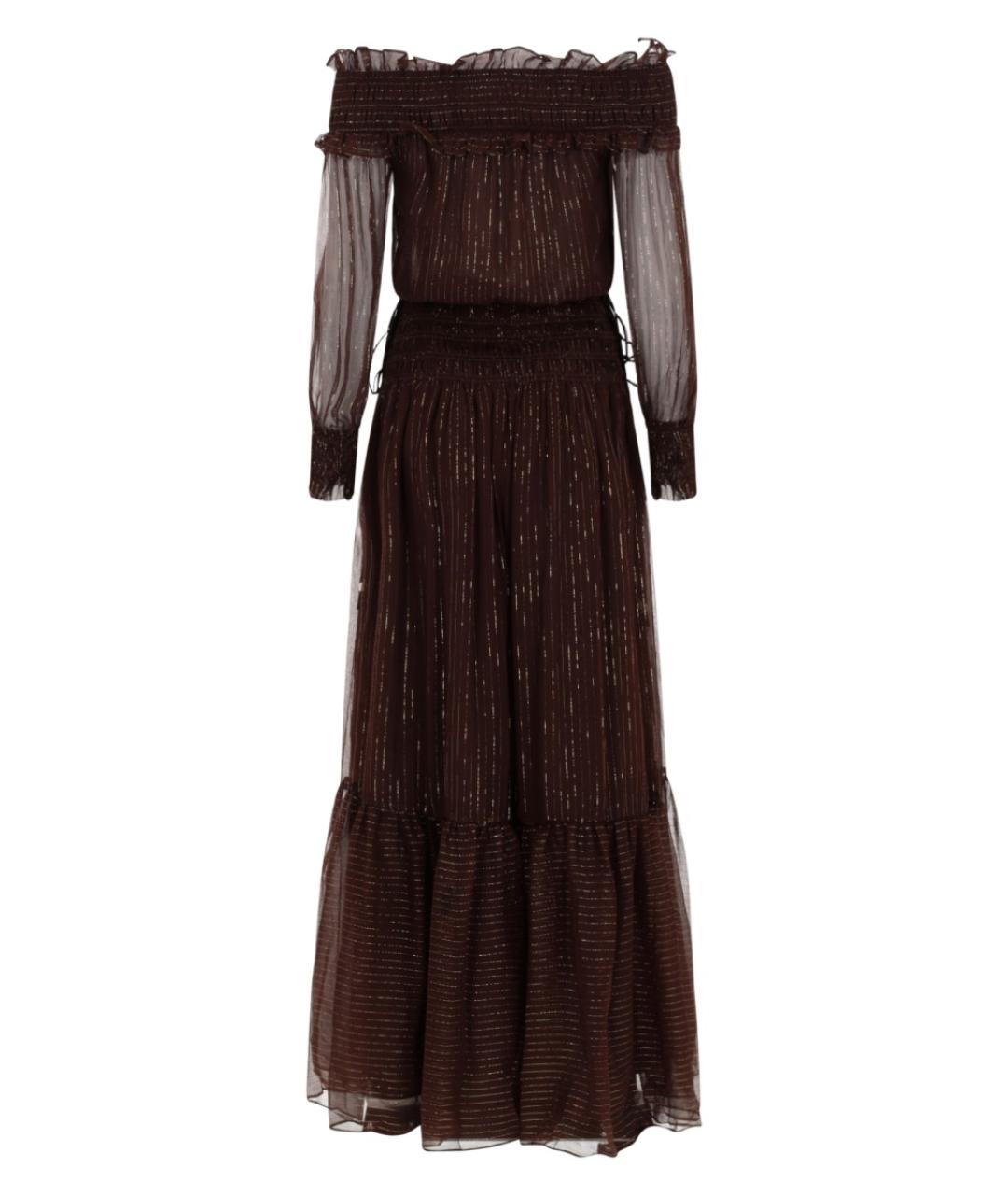 SELF-PORTRAIT Коричневое шелковое платье, фото 2