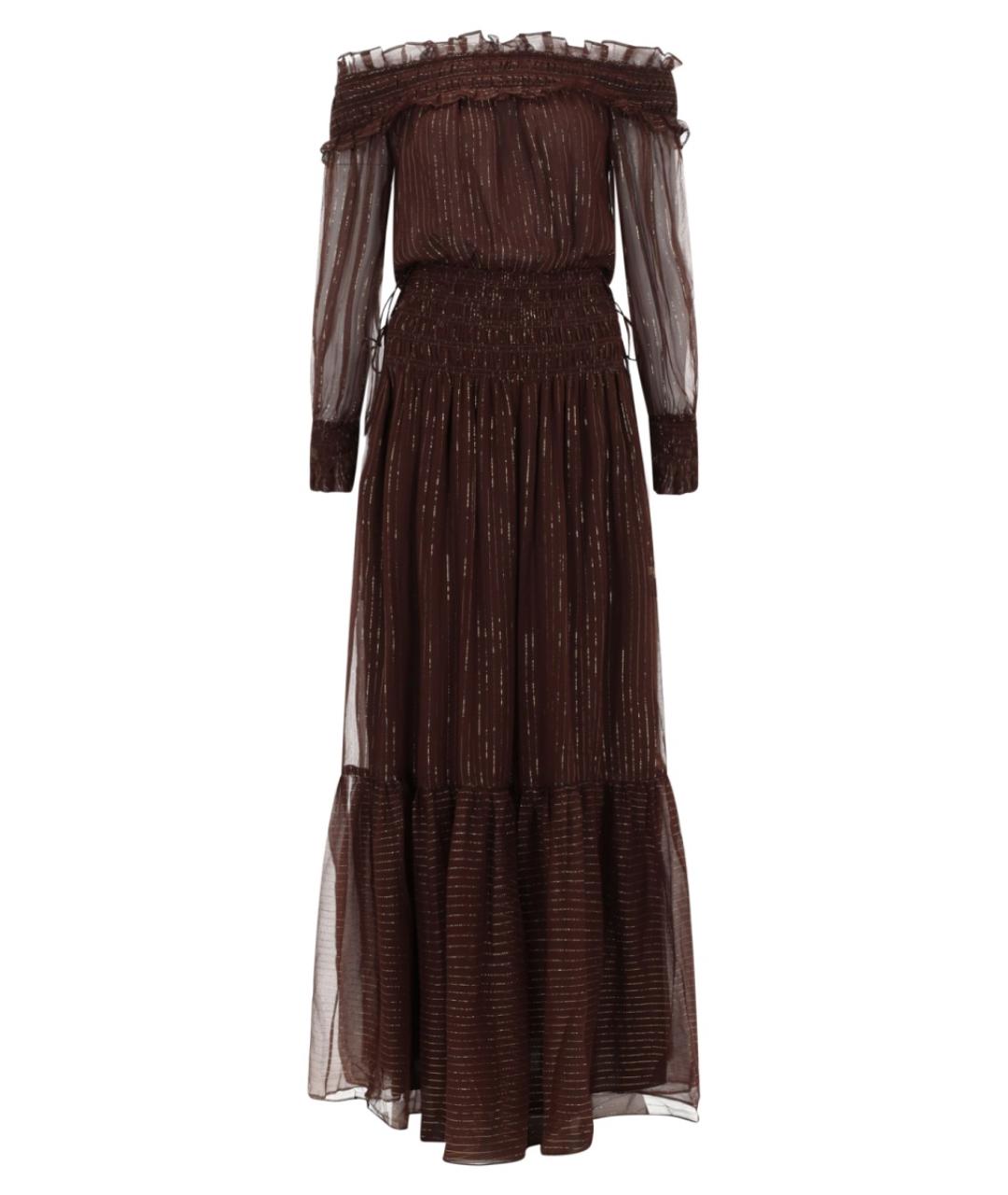 SELF-PORTRAIT Коричневое шелковое платье, фото 1