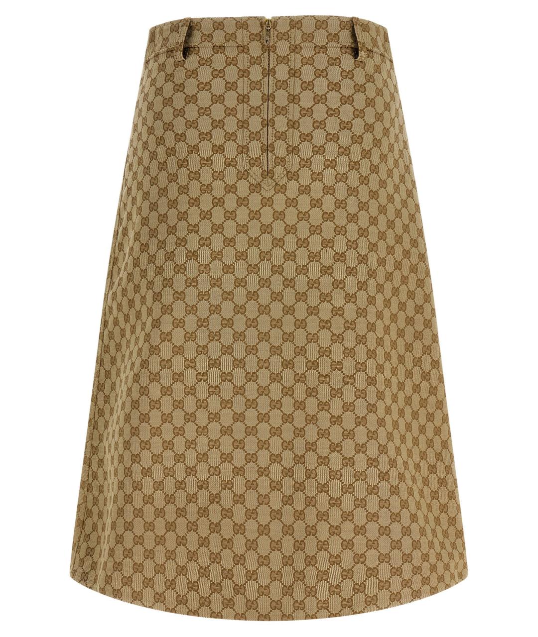 GUCCI Бежевая полиэстеровая юбка миди, фото 2