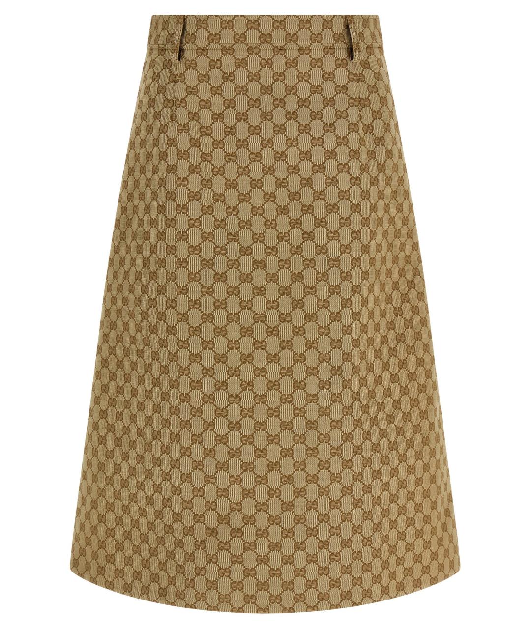 GUCCI Бежевая полиэстеровая юбка миди, фото 1