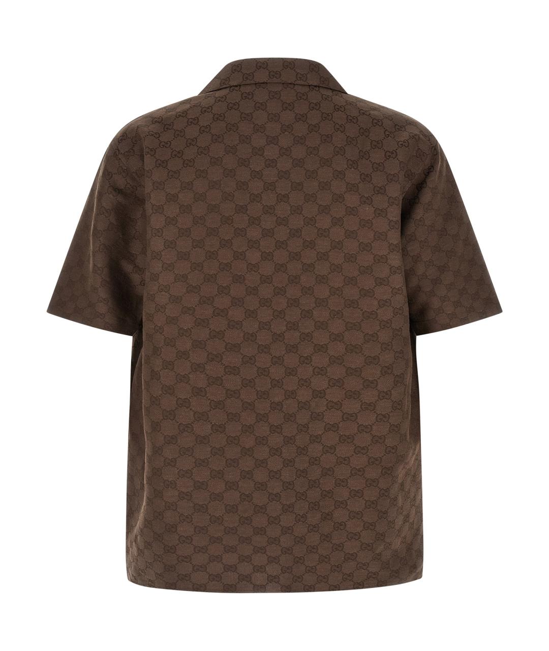 GUCCI Коричневая льняная кэжуал рубашка, фото 2