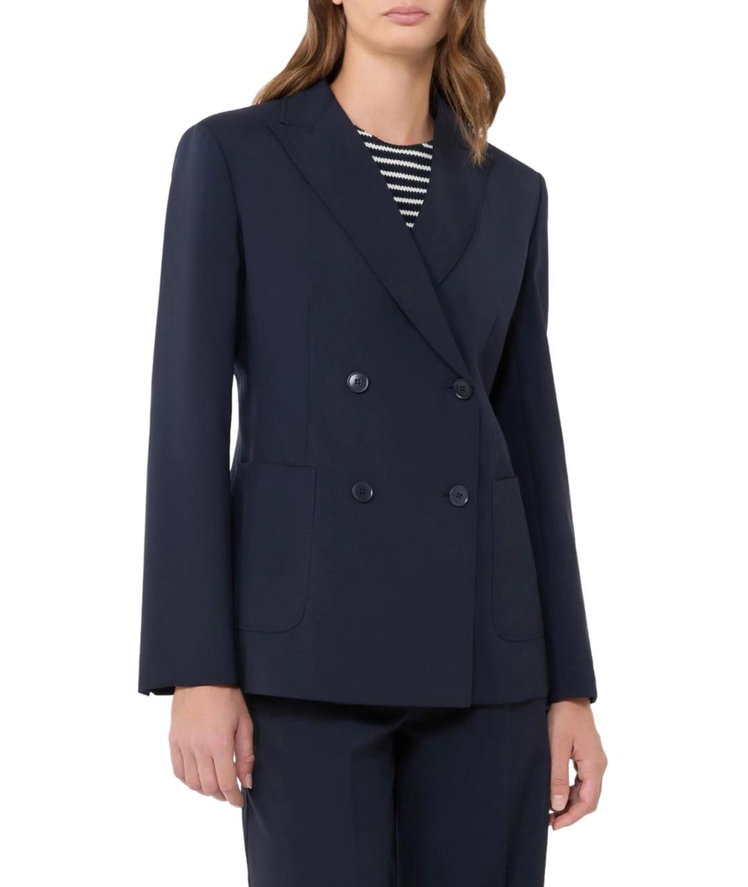 'S MAX MARA Синий хлопковый жакет/пиджак, фото 3