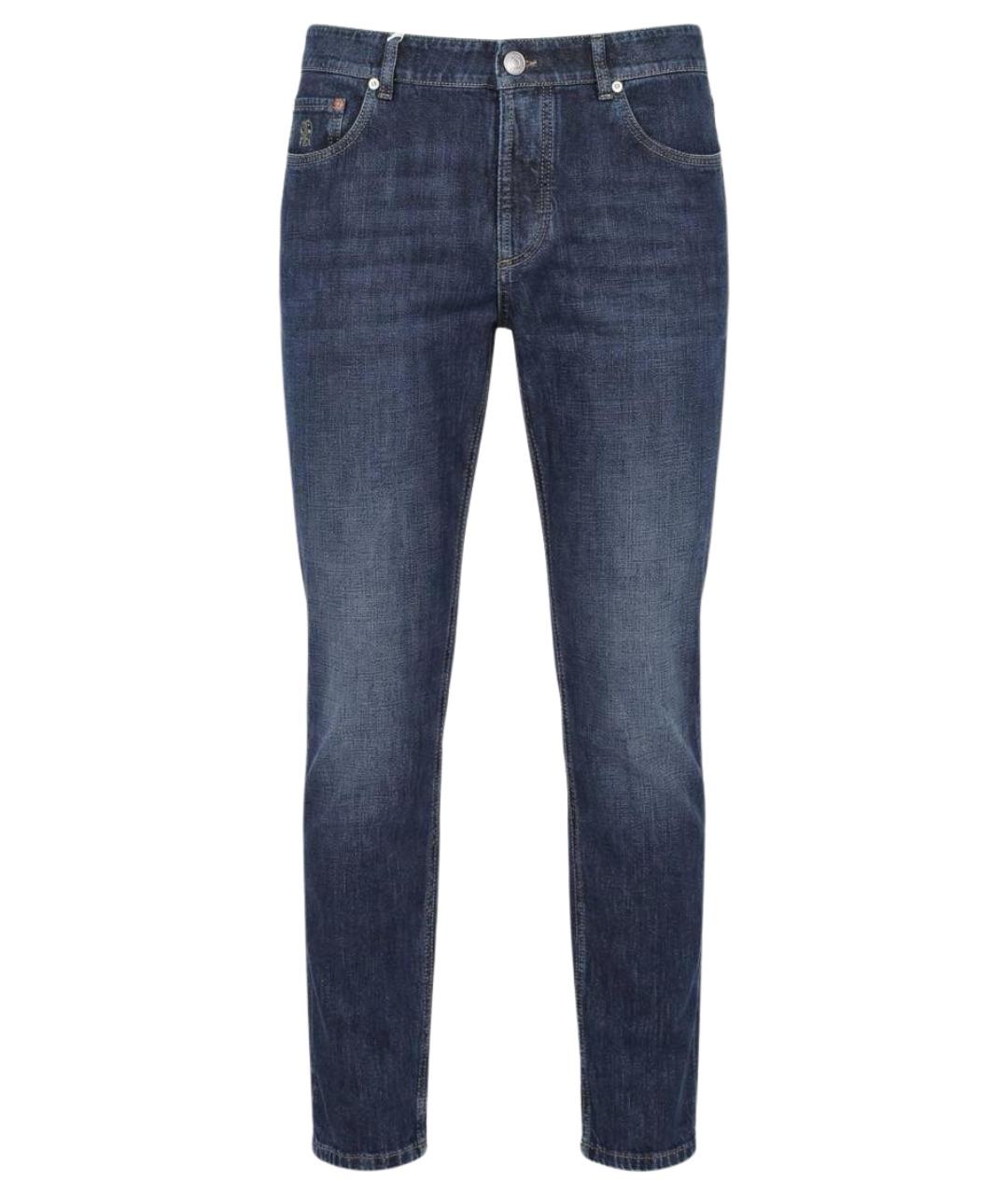 BRUNELLO CUCINELLI Синие хлопковые джинсы скинни, фото 1