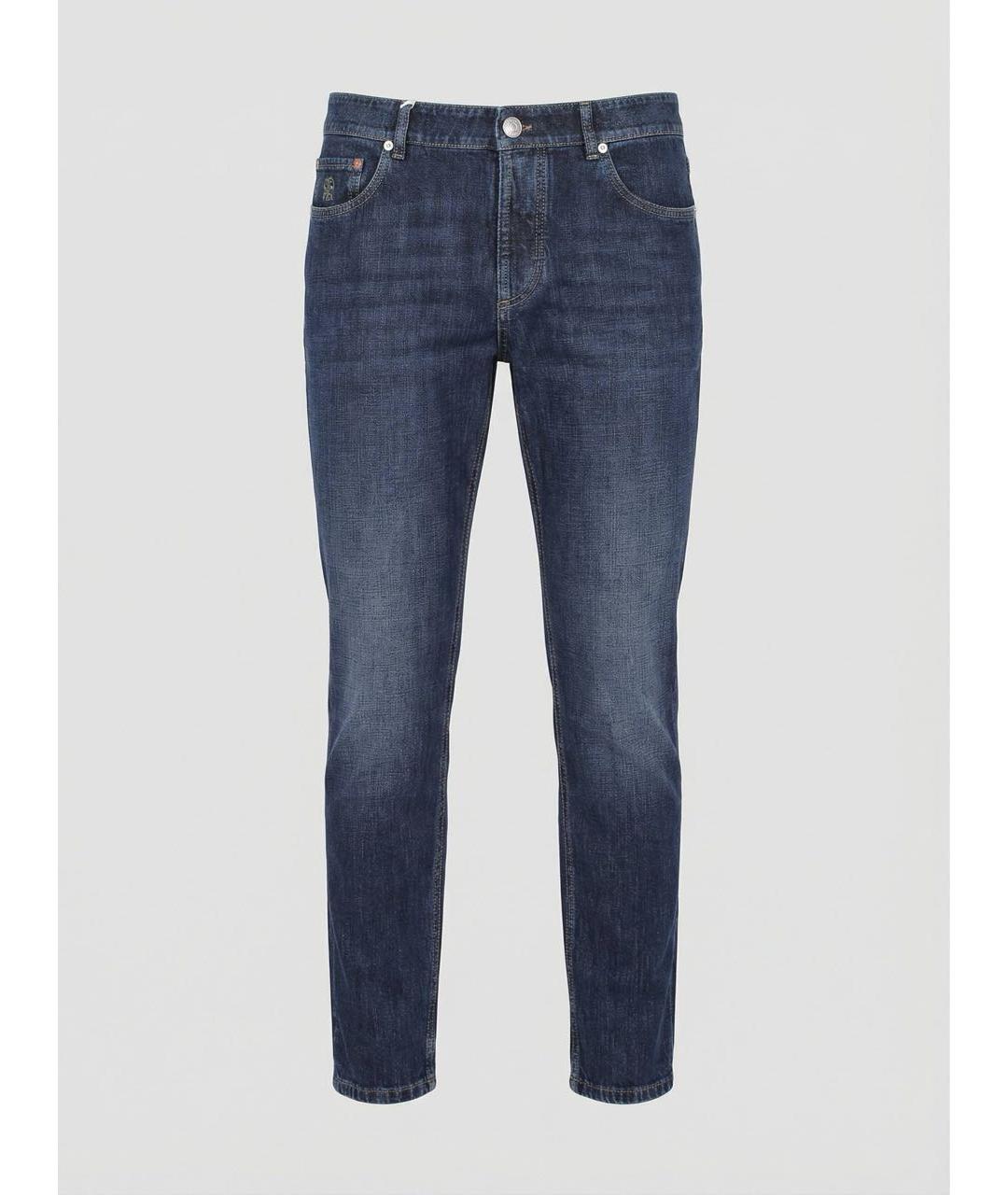 BRUNELLO CUCINELLI Синие хлопковые джинсы скинни, фото 9
