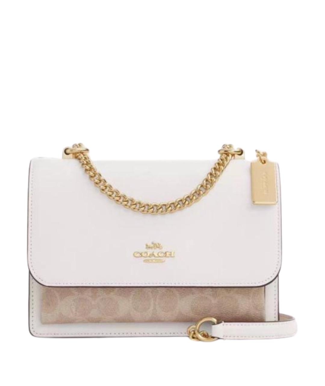 COACH Бежевая кожаная сумка через плечо, фото 1