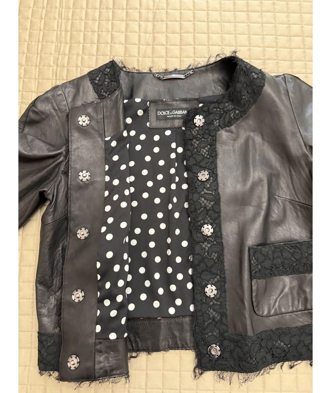DOLCE&GABBANA Черная кожаная куртка, фото 7