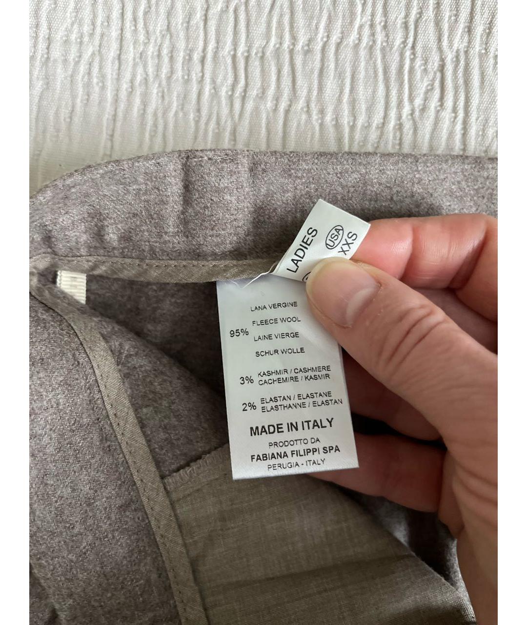 FABIANA FILIPPI Коричневые шерстяные брюки узкие, фото 7