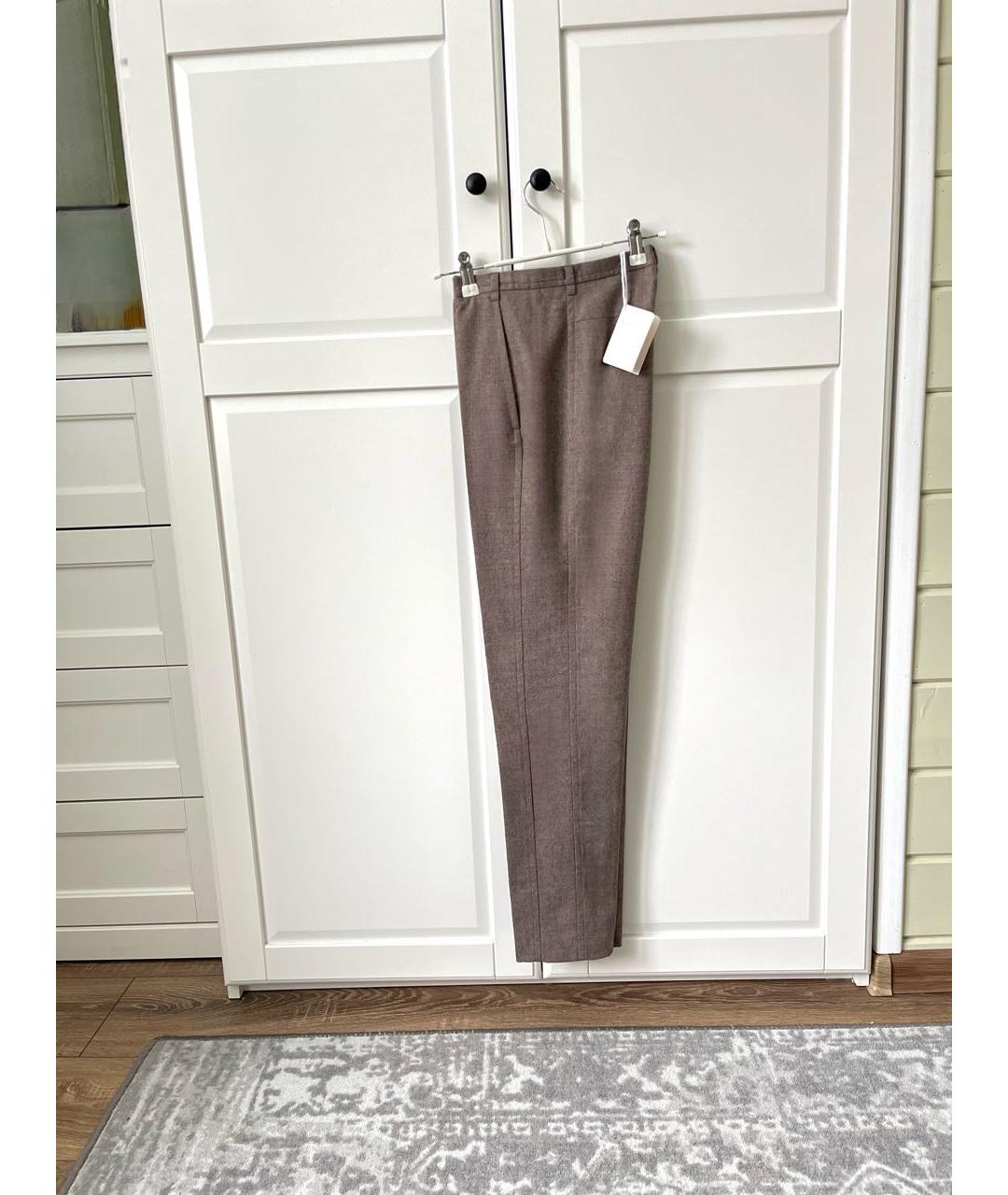 FABIANA FILIPPI Коричневые шерстяные брюки узкие, фото 3