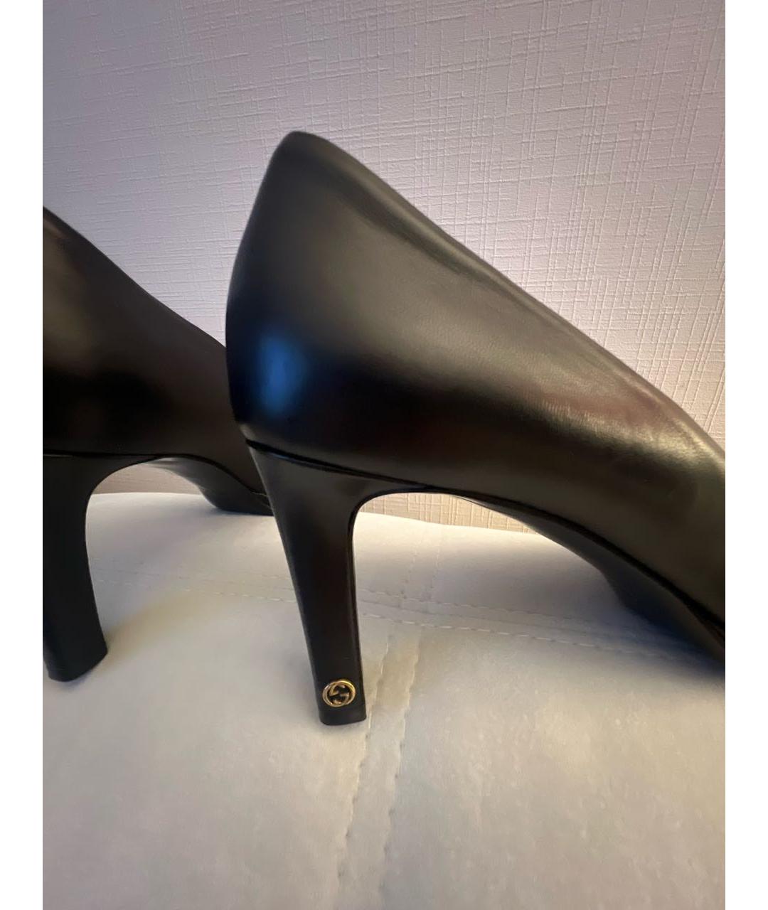 GUCCI Черные кожаные туфли, фото 5