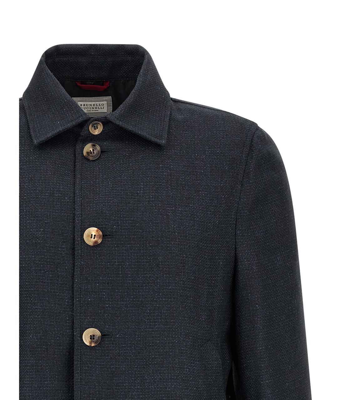 BRUNELLO CUCINELLI Темно-синяя шелковая куртка, фото 2