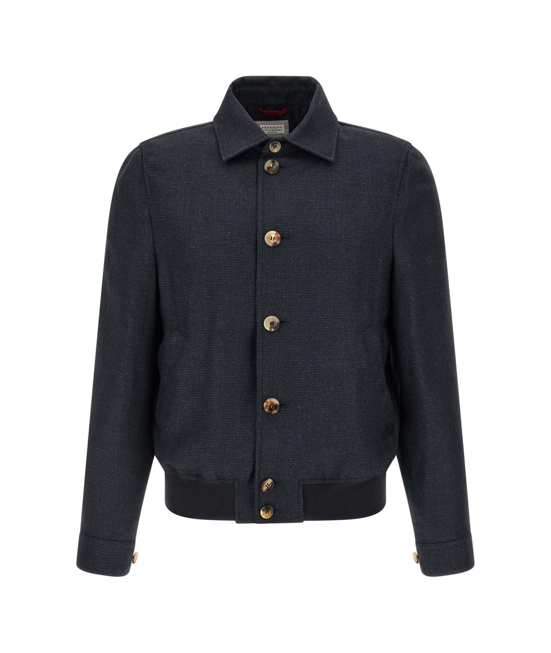 BRUNELLO CUCINELLI Темно-синяя шелковая куртка, фото 1