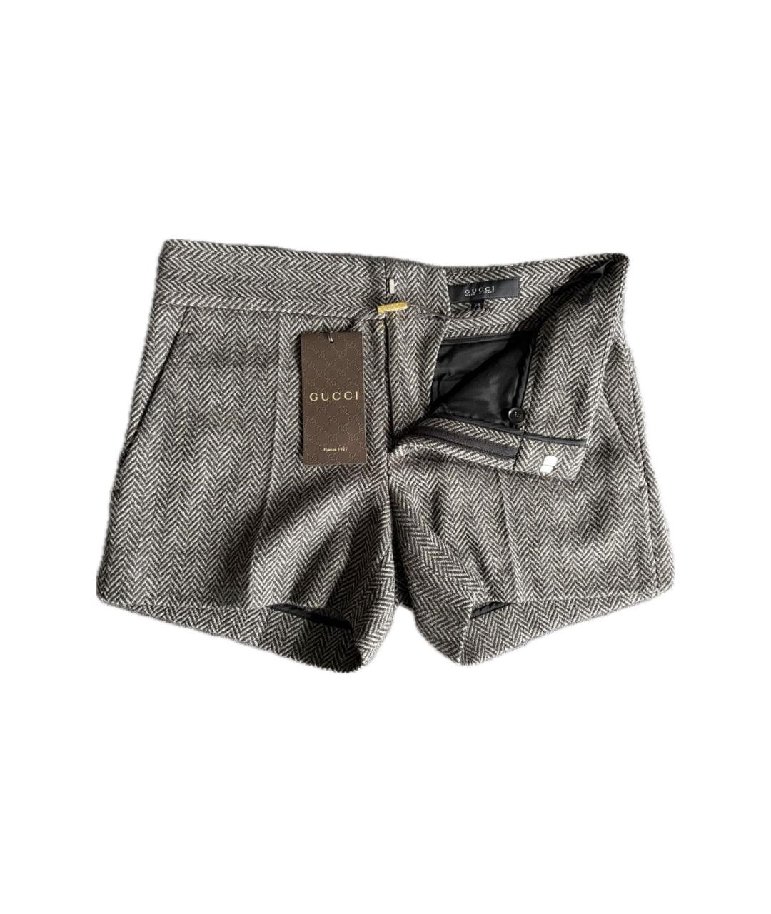 GUCCI Коричневые шерстяные шорты, фото 3