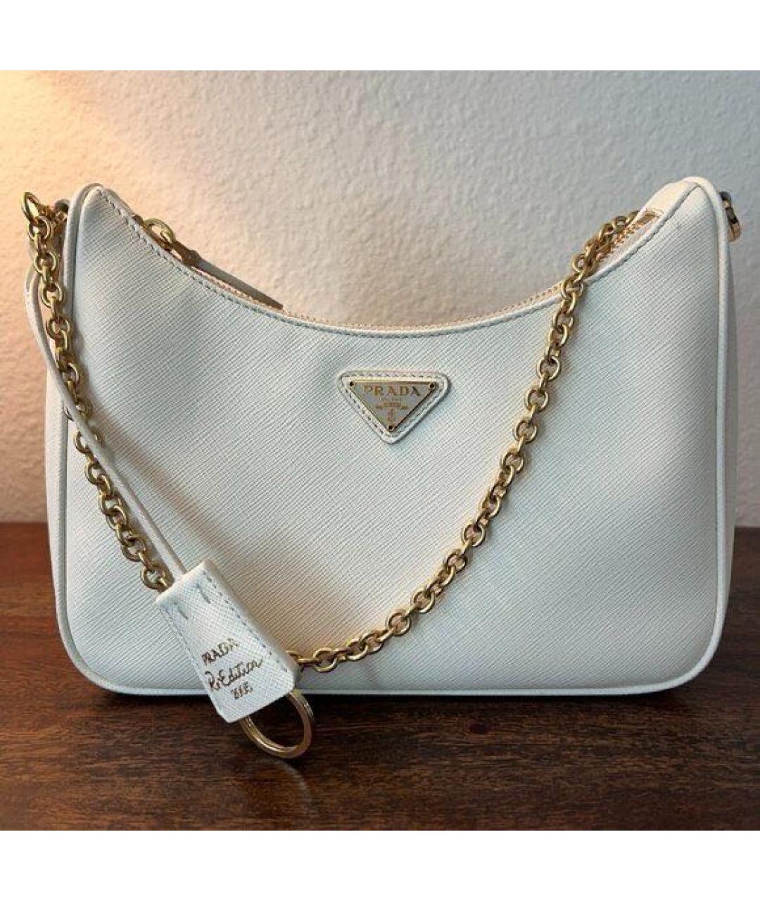 PRADA Белая кожаная сумка через плечо, фото 3