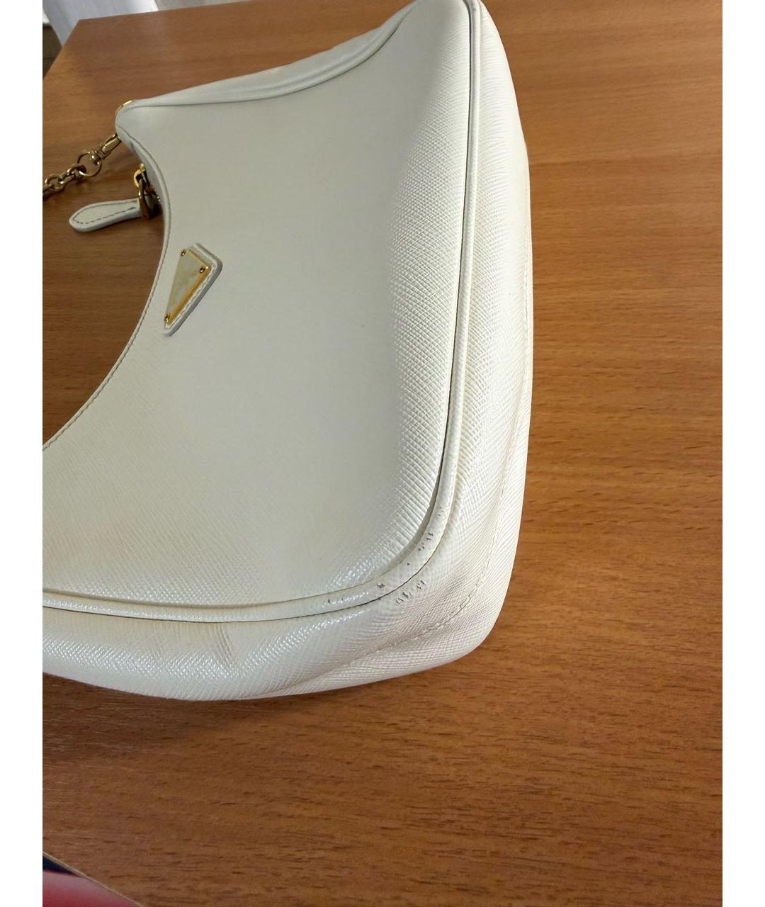 PRADA Белая кожаная сумка через плечо, фото 5