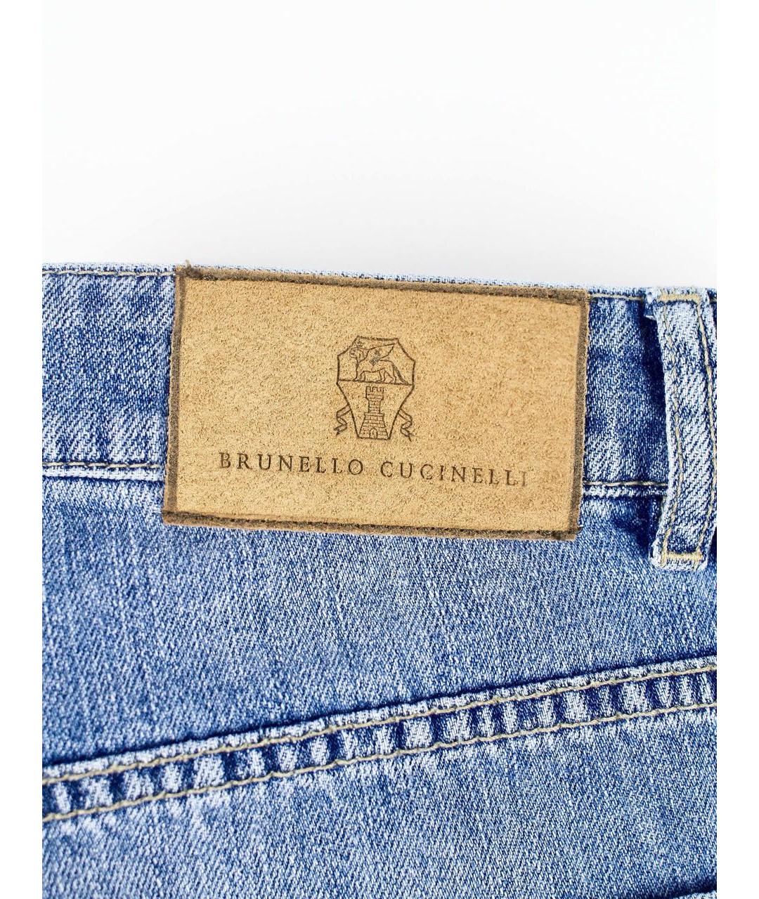 BRUNELLO CUCINELLI Голубые хлопковые джинсы, фото 4