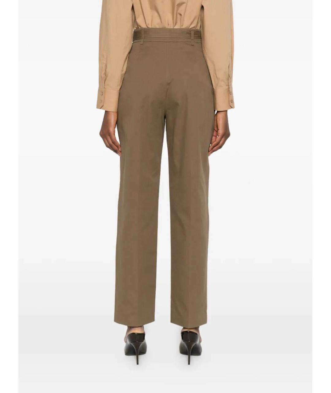 SAINT LAURENT Коричневые хлопковые прямые брюки, фото 3