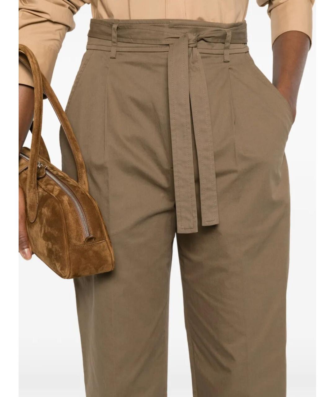 SAINT LAURENT Коричневые хлопковые прямые брюки, фото 5