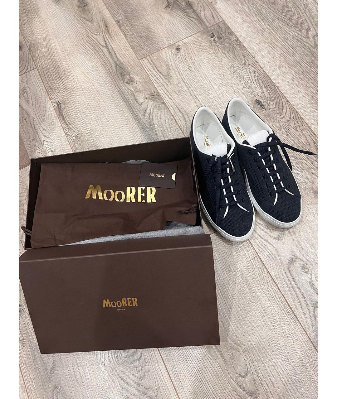 MOORER Темно-синие текстильные низкие кроссовки / кеды, фото 3