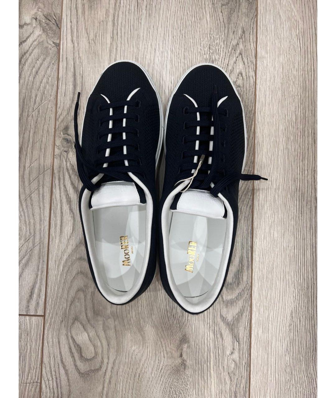 MOORER Темно-синие текстильные низкие кроссовки / кеды, фото 2