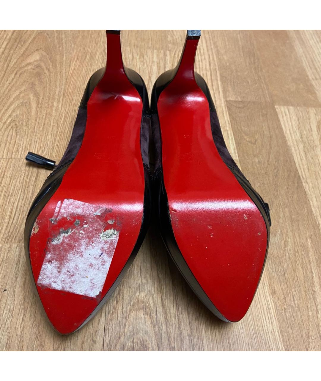 CHRISTIAN LOUBOUTIN Черные кожаные ботильоны, фото 7