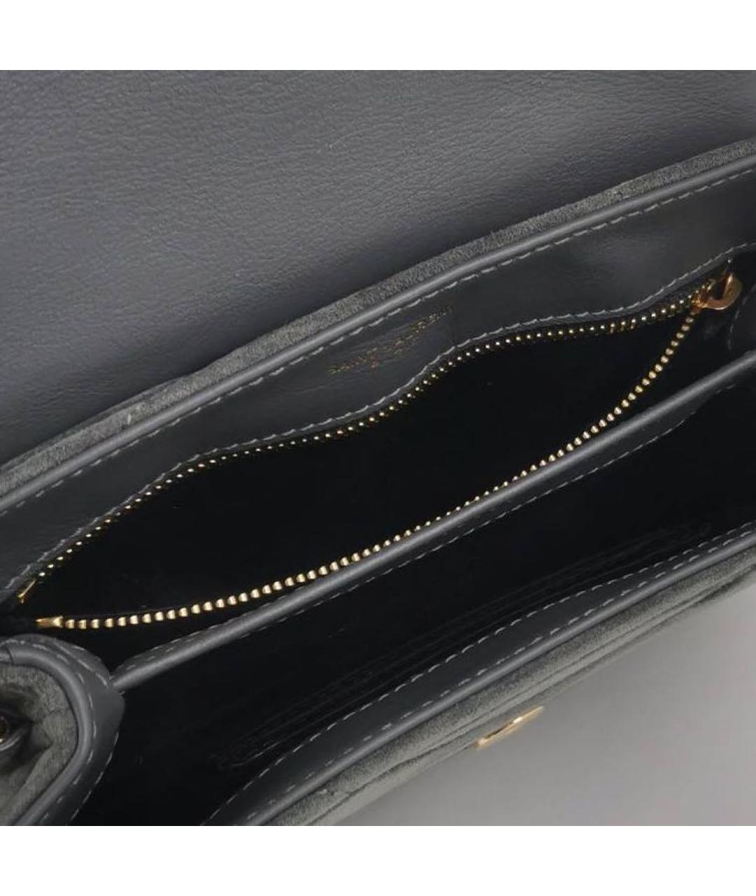 SAINT LAURENT Антрацитовая замшевая сумка через плечо, фото 4