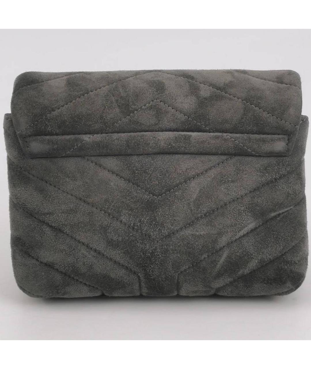 SAINT LAURENT Антрацитовая замшевая сумка через плечо, фото 2